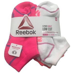 6 Pack Reebok Girl's Low Cut Socks Assorted Colors Size Med Shoe 8.5-2 New